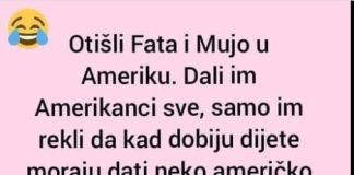 Današnji vic se vrti oko duhovitih nezgoda Fate i Muje za vrijeme njihovog boravka u Americi.