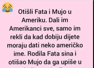 Današnji vic se vrti oko duhovitih nezgoda Fate i Muje za vrijeme njihovog boravka u Americi.