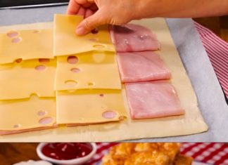 BRZA VEČERICA OD SAMO 4 SASTOJKA:Pita od lisnatog tijesta sa sirom i šunkom