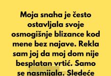 Moja snaha je često ostavljala svoje osmogišnje blizance kod mene bez najave. Rekla sam joj da moj dom nije besplatan vrtić.