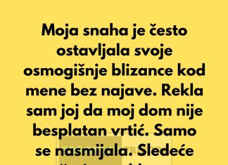 Moja snaha je često ostavljala svoje osmogišnje blizance kod mene bez najave. Rekla sam joj da moj dom nije besplatan vrtić.