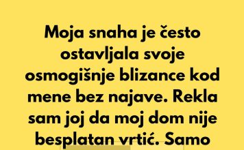 Moja snaha je često ostavljala svoje osmogišnje blizance kod mene bez najave. Rekla sam joj da moj dom nije besplatan vrtić.