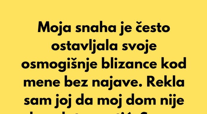 Moja snaha je često ostavljala svoje osmogišnje blizance kod mene bez najave. Rekla sam joj da moj dom nije besplatan vrtić.