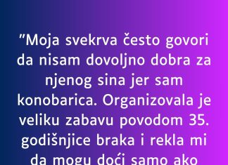 “Moja svekrva često govori da nisam dovoljno dobra za njenog sina jer sam konobarica…” “Moja svekrva često govori da nisam dovoljno dobra za njenog sina jer sam konobarica…” - featured image