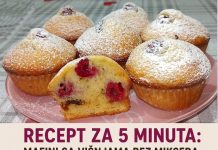 RECEPT ZA 5 MINUTA: Mafini sa višnjama za 5 minuta, mera na šolje!!! RECEPT ZA 5 MINUTA: Mafini sa višnjama za 5 minuta, mera na šolje!!! - featured image