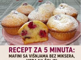 RECEPT ZA 5 MINUTA: Mafini sa višnjama za 5 minuta, mera na šolje!!! RECEPT ZA 5 MINUTA: Mafini sa višnjama za 5 minuta, mera na šolje!!! - featured image